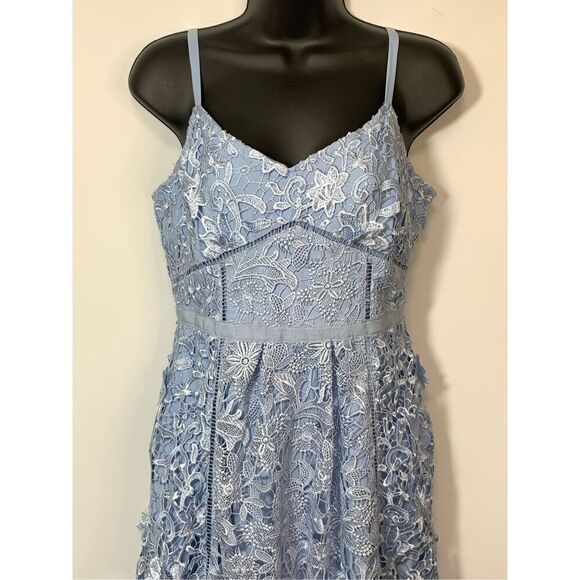 Ted Baker London Women's Floral Mixed Valens Lace Midi Dress Blue Size 4-6 NWT - Picture 3 of 13